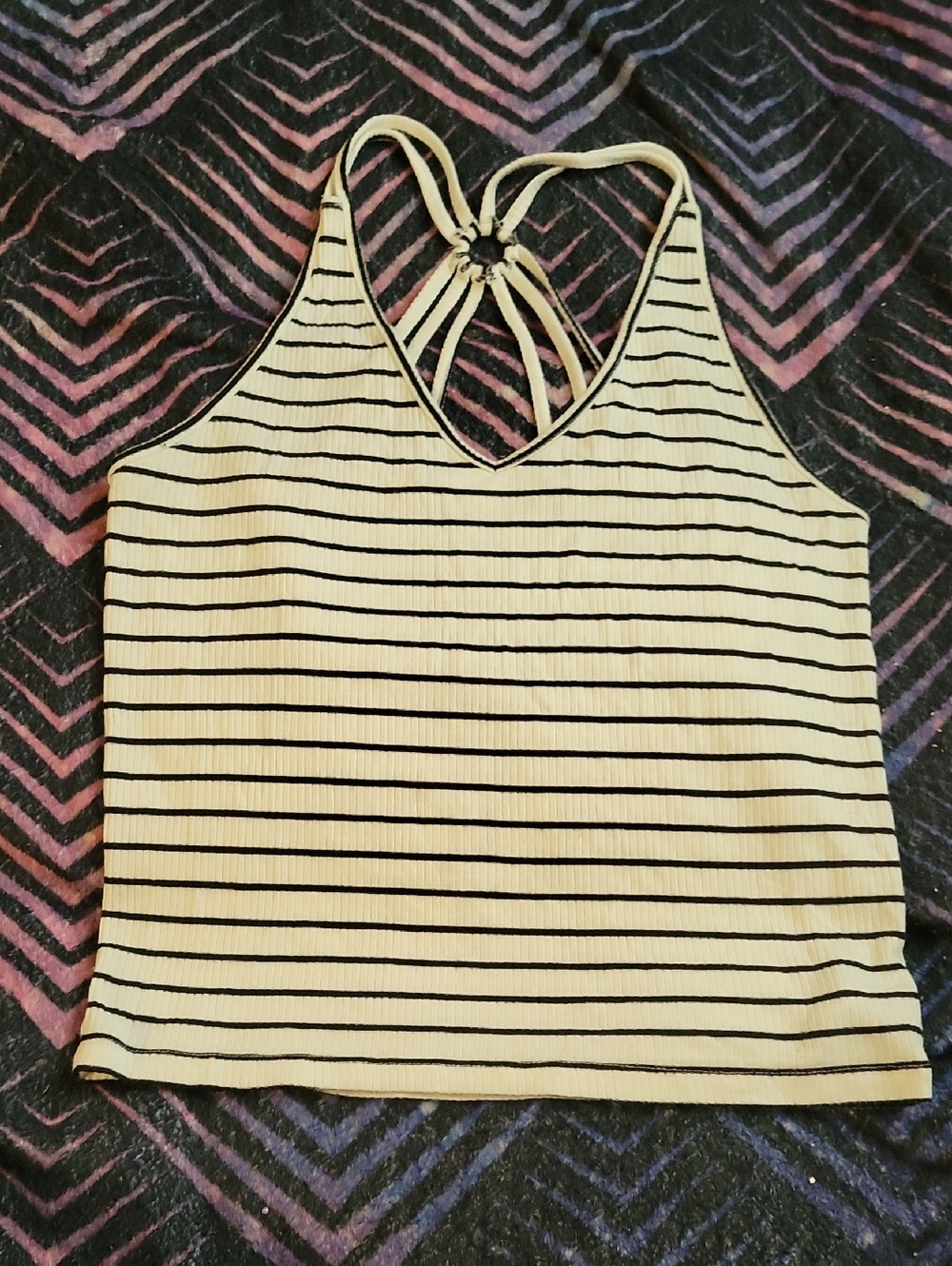 American Eagle Outfitters White Tank Top with Black Stripes